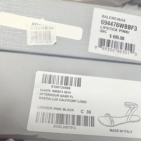 Balenciaga Pink and Black Sandals with Sleek Design